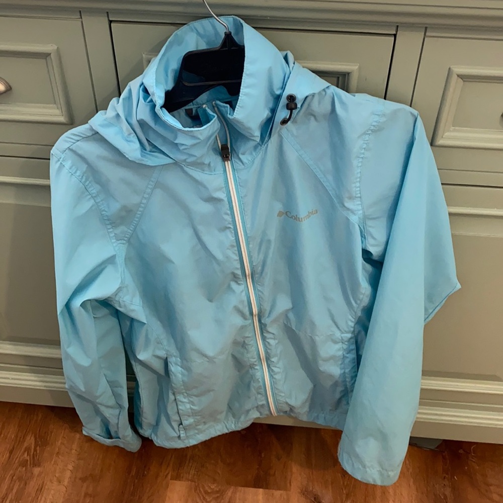 Light Blue light Columbia Rain jacket